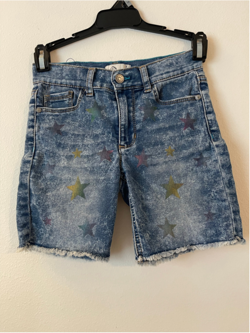 Girls Jordache Denim Shorts Size 7 Blue Acid Wash Star Print